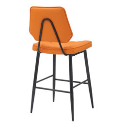 Baker Orange Real Leather Bar Stool With Black Metal Frame - thumbnail 7