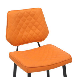 Baker Orange Real Leather Bar Stool With Black Metal Frame - thumbnail 5