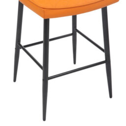 Baker Orange Real Leather Bar Stool With Black Metal Frame - thumbnail 6