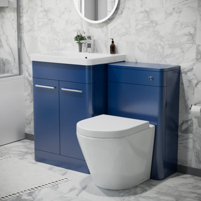 Nes Home 600mm Freestanding Vanity Unit With Basin, Rimless Toilet, Wc Unit Royal Blue - image 1