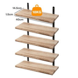 Floating Shelves Wood Wall Mounted Shelf Rustic Set Of 5 Light Brown - thumbnail 2