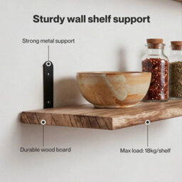 Floating Shelves Wood Wall Mounted Shelf Rustic Set Of 5 Light Brown - thumbnail 5