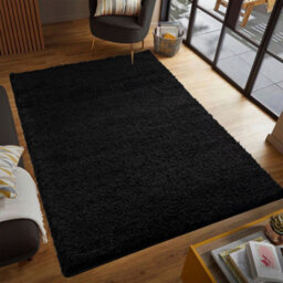 Smart Living Shaggy Soft Thick Area Rug, Living Room Carpet, Kitchen Floor, Bedroom Soft Rugs 60Cm X 220Cm - Black - thumbnail 2