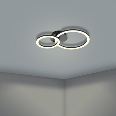 Eglo Parrapos-Z Modern Black Steel Smart Control, Colour Changing Ceiling Light, (W) 30Cm - image 1