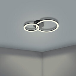 Eglo Parrapos-Z Modern Black Steel Smart Control, Colour Changing Ceiling Light, (W) 30Cm
