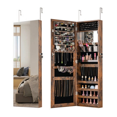Costway 110 X 37Cm Jewelry Mirror Cabinet Wall/door Mounted Jewelry Armoire Organizer - image 1