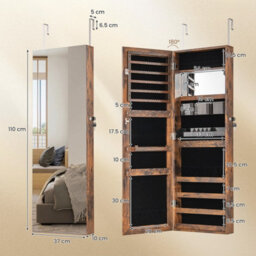 Costway 110 X 37Cm Jewelry Mirror Cabinet Wall/door Mounted Jewelry Armoire Organizer - thumbnail 2