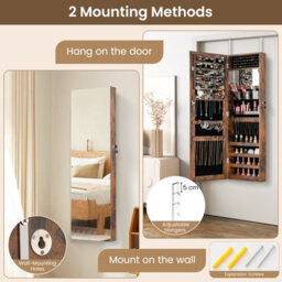 Costway 110 X 37Cm Jewelry Mirror Cabinet Wall/door Mounted Jewelry Armoire Organizer - thumbnail 8
