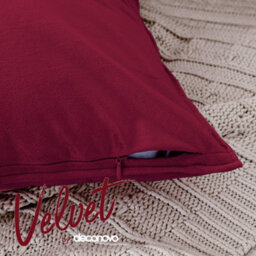 Deconovo Set Of 2 Crushed Velvet Cushion Covers 55Cm X 55Cm Throw Pillowcases Square Pillow Cases With Invisible Zipper Burgundy - thumbnail 4