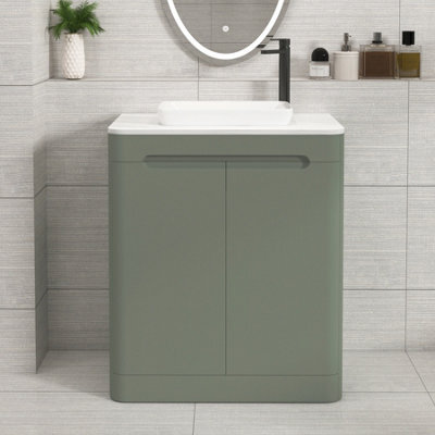 Royal Bathrooms Venice 700mm Sage Green Freestanding Bathroom Countertop Vanity Unit 2 Door With Qubix Basin - image 1
