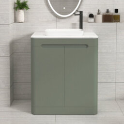 Royal Bathrooms Venice 700mm Sage Green Freestanding Bathroom Countertop Vanity Unit 2 Door With Qubix Basin - thumbnail 1