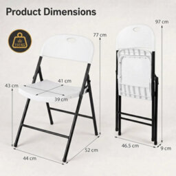 4-Piece Foldable Plastic Dining Chairs Portable Commercial Seats - thumbnail 2