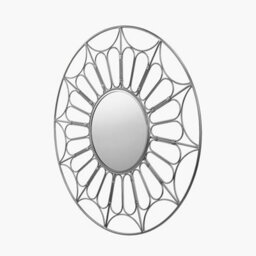 Pacific Lifestyle Silver Metal Cane Design  Round Wall Mirror - thumbnail 3