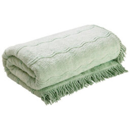 Mint Candlewick Bedspread - Soft & Lightweight 100% Cotton Bedding With Wave Design & Fringed Edges - Size King, 230 X 220Cm - thumbnail 1