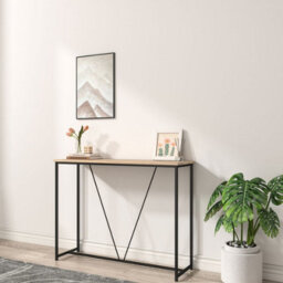 Urbn-Living Urbnliving 100Cm Width Oak Wooden Console Table Living Room Slim Display Shelf Hallway Entryway Furniture - thumbnail 4