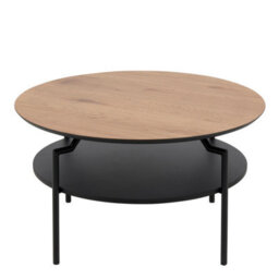 Furniture To Go Goldington Round Coffee Table With Oak Top & Black Legs - thumbnail 2
