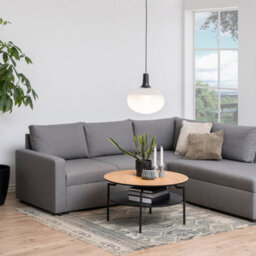 Furniture To Go Goldington Round Coffee Table With Oak Top & Black Legs - thumbnail 3