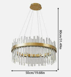 Chandelier Gold Luxury Crystal Pendant Light 50Cm Led 3 Color Lights - thumbnail 2