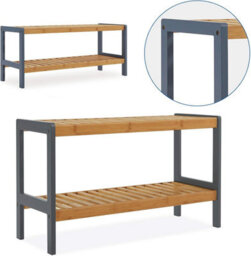 2 Tier Natural Bamboo Shoe Rack Bench Wooden Storage Shelf Organizer For Hallway, Bedroom, Bathroom & Living Room - thumbnail 6