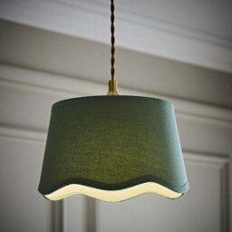 Valuelights Mabel Small Sage Scallop Edge Linen Lamp Shade And Bulb (D)25Cm