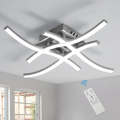 Pheashine Sleek Led Ceiling Light Silver Four-Pronged Stepless Dimming 45X45X8Cm - image 1