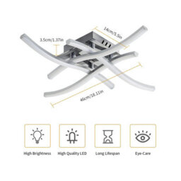 Pheashine Sleek Led Ceiling Light Silver Four-Pronged Stepless Dimming 45X45X8Cm - thumbnail 5