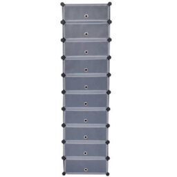 Walplus Interlocking Shoe Organiser With 10 Compartments Black - thumbnail 3