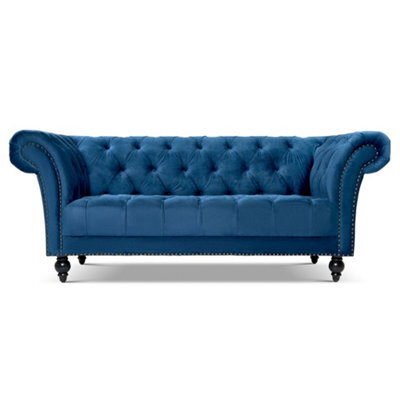 Bravich Cambridge Chesterfield 3 Seater Sofa - Velvet Blue - image 1