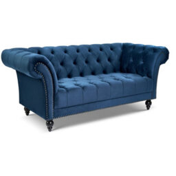 Bravich Cambridge Chesterfield 3 Seater Sofa - Velvet Blue - thumbnail 4