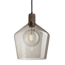 Industville Knurled Glass Schoolhouse Pendant - 10 Inch, Mocha Glass, Bronze Pendant Holder - thumbnail 1