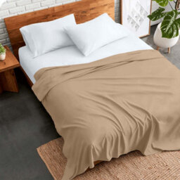 Ameha Egyptian 100% Cotton Beige Flat Sheet Hotel Quality Comfortable Bed Sheets Super King Size Flat Bed Sheet (270 X 310 Cm) - thumbnail 9