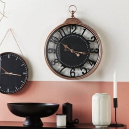 Wyld And Coco 52Cm Black Copper Wall Clock With Arabic Numerals - Retro Modern Home Decor - thumbnail 2