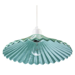Happy Homewares Emerald Green Nova Gloss Ceramic Pendant Light Shade With Rippled Body - thumbnail 5