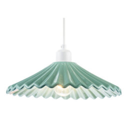 Happy Homewares Emerald Green Nova Gloss Ceramic Pendant Light Shade With Rippled Body - thumbnail 2