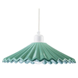 Happy Homewares Emerald Green Nova Gloss Ceramic Pendant Light Shade With Rippled Body - thumbnail 4
