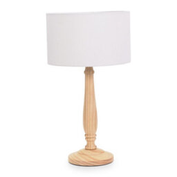 Valuelights Victoria Traditional Light Wood Candlestick Table Lamp With White Drum Shade - Led Bulb Included - thumbnail 2