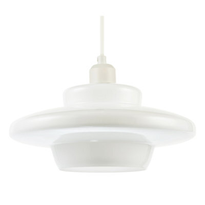 Happy Homewares Modern Ufo Disc Styled Ceiling Pendant Light Shade In Opal White Glass - image 1