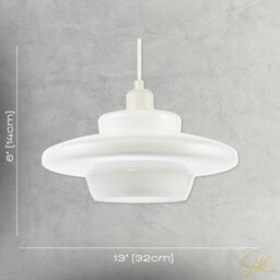 Happy Homewares Modern Ufo Disc Styled Ceiling Pendant Light Shade In Opal White Glass - thumbnail 7