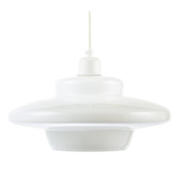 Happy Homewares Modern Ufo Disc Styled Ceiling Pendant Light Shade In Opal White Glass - thumbnail 4