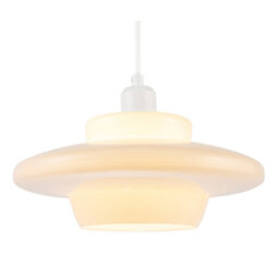 Happy Homewares Modern Ufo Disc Styled Ceiling Pendant Light Shade In Opal White Glass - thumbnail 2