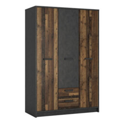 Wyld Haus Whimwick Walnut And Dark Matera Grey 3 Door Wardrobe With 2 Drawers - thumbnail 3