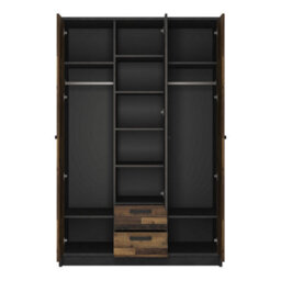 Wyld Haus Whimwick Walnut And Dark Matera Grey 3 Door Wardrobe With 2 Drawers - thumbnail 4