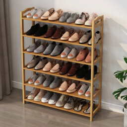 6 Tiers Bamboo Shoe Rack Footwear Organiser Wooden Storage Shelves Stand Uk - thumbnail 5
