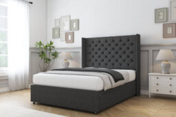 "Sloomy Dior Graphite Dumfries Divan Bed Base 2 Drawers Foot-End With 54"" Wingback Headboard 5' King" - thumbnail 3