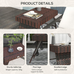 Wyld Haus Fihaso 60Cm Brown Rattan-Style Folding Outdoor Bistro Side Table With Steel Frame - thumbnail 7