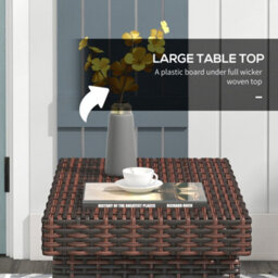 Wyld Haus Fihaso 60Cm Brown Rattan-Style Folding Outdoor Bistro Side Table With Steel Frame - thumbnail 4
