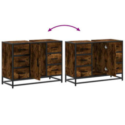 Berkfield Bathroom Sink Cabinet Smoked Oak 80X33X60 Cm Engineered Wood - thumbnail 9