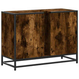 Berkfield Bathroom Sink Cabinet Smoked Oak 80X33X60 Cm Engineered Wood - thumbnail 8