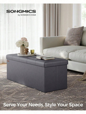 LEDREM Storage Ottoman, Foldable Small Ottoman Foot Rest, 38 X 110 X 38 Cm, Cube Ottoman With Storage, Load Up To 300 Kg - image 1