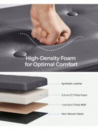 LEDREM Storage Ottoman, Foldable Small Ottoman Foot Rest, 38 X 110 X 38 Cm, Cube Ottoman With Storage, Load Up To 300 Kg - thumbnail 2